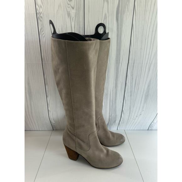 BP Tall Suede Wooden Heel Tan Boots Size 10 (READ) r1 - Picture 1 of 10